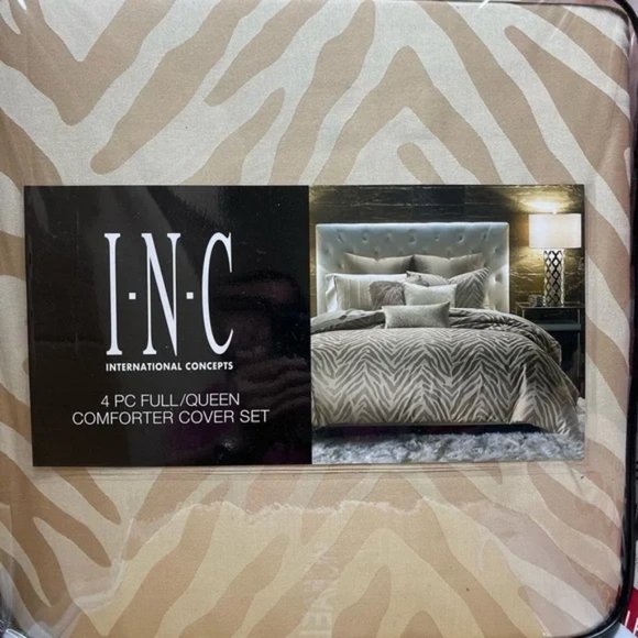 BNIB INC Sierra 4 pc comforter cover set Gold Beige Queen size - Picture 2 of 7